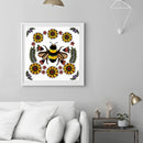 5D Diamond Painting Kit Bee Flowers Full Square Drill DIY Mosaic Wall Art Cra