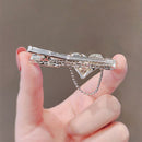 Bend Bangs Clip Chain Tassel Design Sweet Cool Metal Pink Love Heart Hair Clip