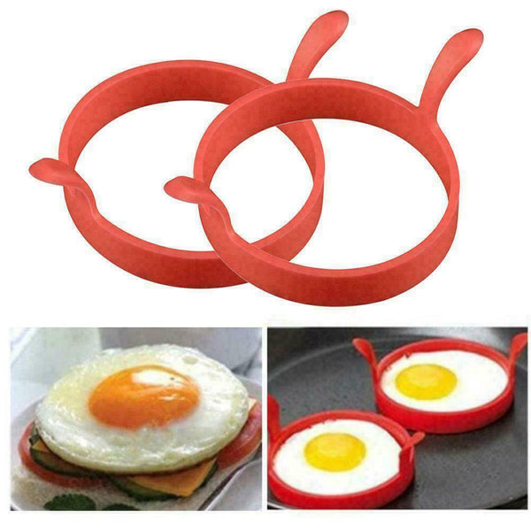 2 x Silicone Egg Frying Rings Fried Poacher Mould Perfect For Pancakes Z5T7