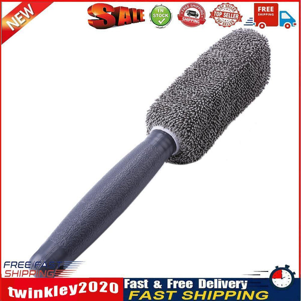 Microfiber Car Wheel Rim Brush Plastic Handle Cleaning Brush Washing Tool Newly