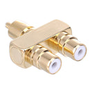 RCA AV Audio Video Splitter Adapter 1 Male to 2 Female Converter Connector Newly
