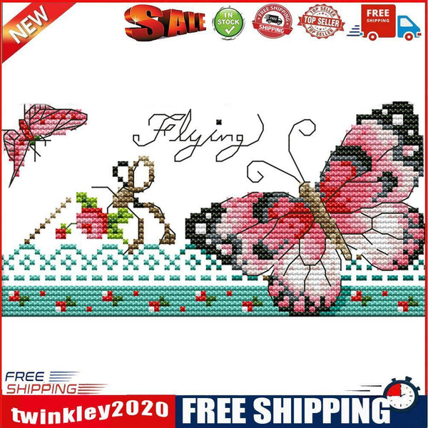 14CT Stamped Cotton Thread Picture Butterfly Cross Stitch Needlework (D740)