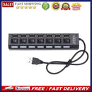 7 Ports LED USB 2.0 Adapter Hub 480Mbps High Speed Power ON/OFF USB Splitter