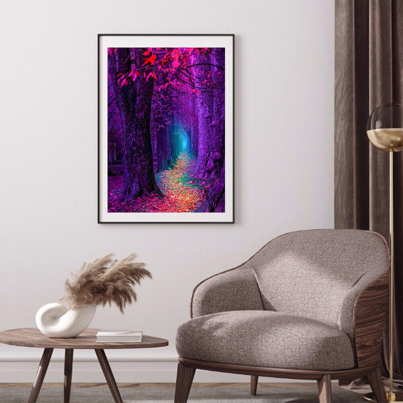 5D Full Drill Art Rhinestone Picture DIY Purple Forest Mosaic Diamond Painting