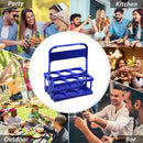 Portable Beer Rack Foldable Plastic Beer Basket Durable Wine Rack (Blue) Newly