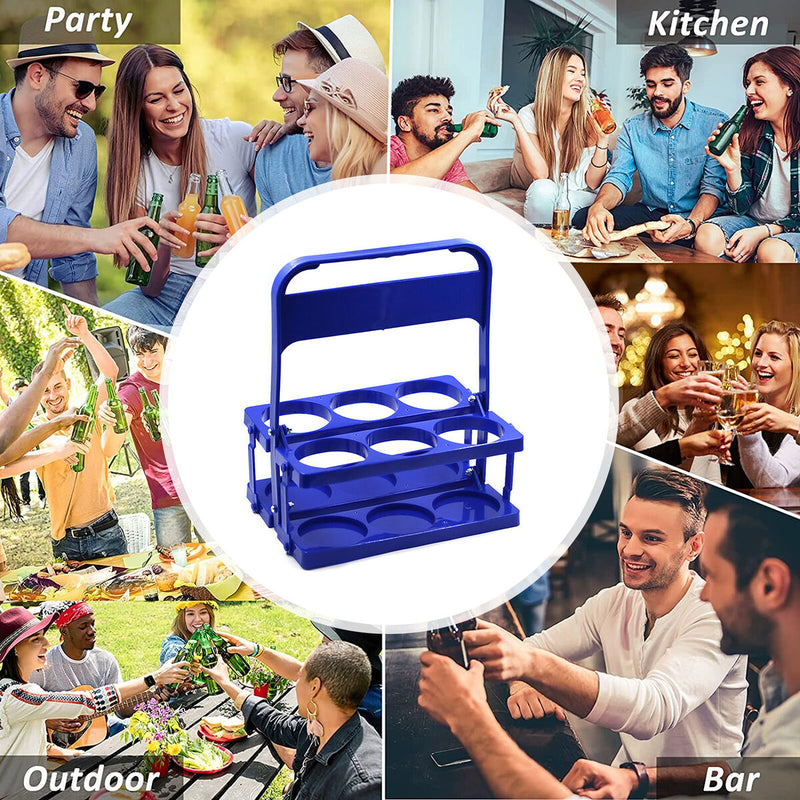 Portable Beer Rack Foldable Plastic Beer Basket Durable Wine Rack (Blue) Newly
