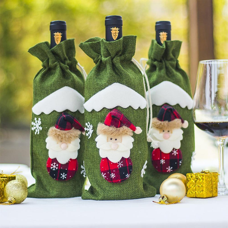 MINGRONG-dzsw Christmas decoration for red wine bottles, motif: snowman, Weihn