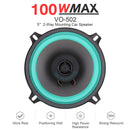 VO-502 5 inch 100W 2 Way Car Coaxial Speaker Auto Audio Music Loudspeaker