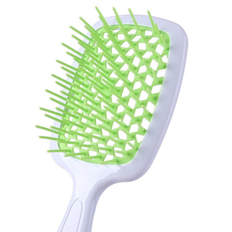 3pcWide Teeth Air Cushion Comb Scalp Massage Salon Hair Brush (White Green)