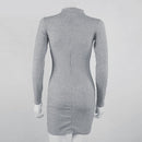 Sexy Halter Knit Dress Elegant Bodycon Casual Sweater Dress (Gray)(M)