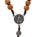 Chain Catholic Rosary Necklace Wood Beads Necklace Cross Pendant Cross Necklace