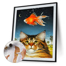 #A Cat Partial Oil Paint By Numbers Kit DIY Home Decoration Gift Wall Art Pict