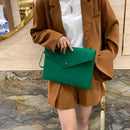 Women Felt Solid Color Envelop Bag Large Capacity Clutch Bags (Green)