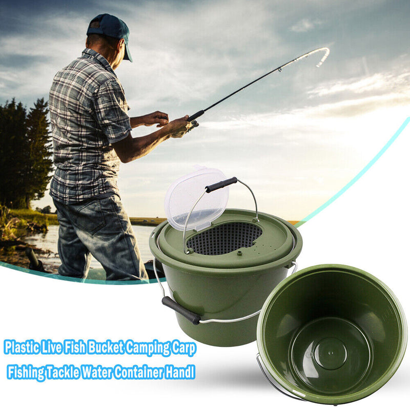 Portable Plastic Fishing Bucket Water Storage Container Handle Fish Storage Tool