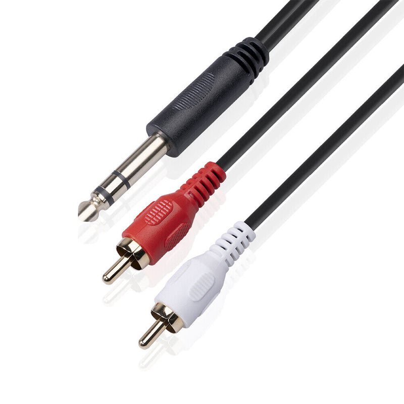 1.5m 1/4 Stereo Male to 2 RCA Male Dual RCA to 6.35mm TRS Audio Adapter Cable