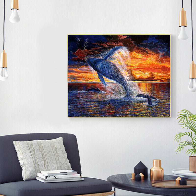 Whale Jumping out Water Oil Paint By Numbers Kit DIY Acrylic Painting Art