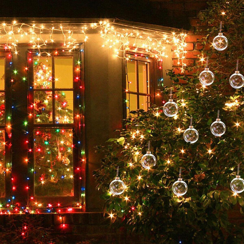 10cm Clear Iridescent Glass Fillable Baubles Balls Christmas Tree Ornaments`