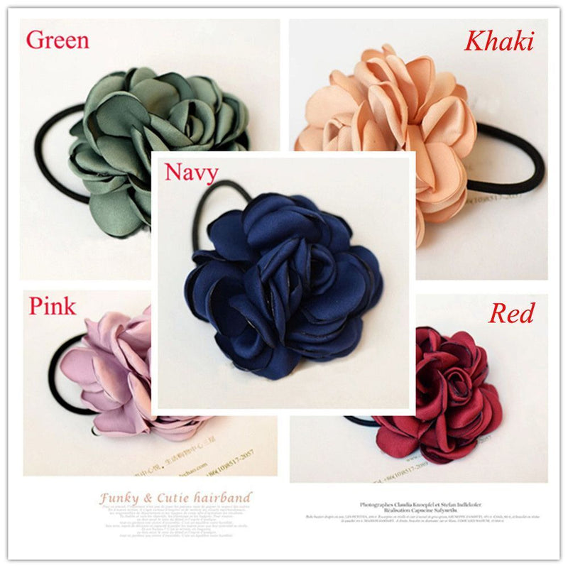 Elastic Rope Women Accessories Ponytail Holder Scrunchie Hair Bands Rose Flower