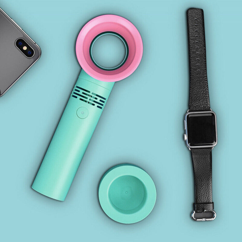 Portable Bladeless Cooling Fan Summer Personal Handheld Desktop Fan (Blue)