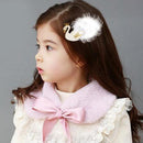 Cute Kids Girls Hairpins Crown Feather Swan Hair Clips Jewelry Gift (White)