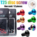 12x MTB Bike Disc Brake Rotor Bolts T25 M5x10mm Alloy Steel Screws (Green) Newly