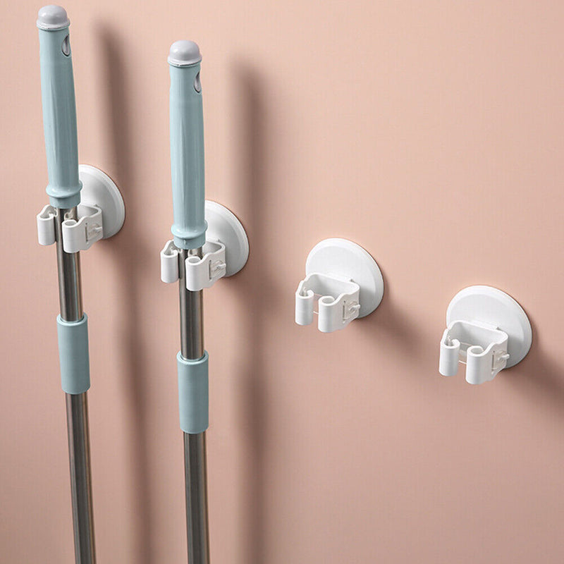 Punch Free Mop Holder Hook Wall Mounted Self Adhesive Broom Brush Storage Hanger