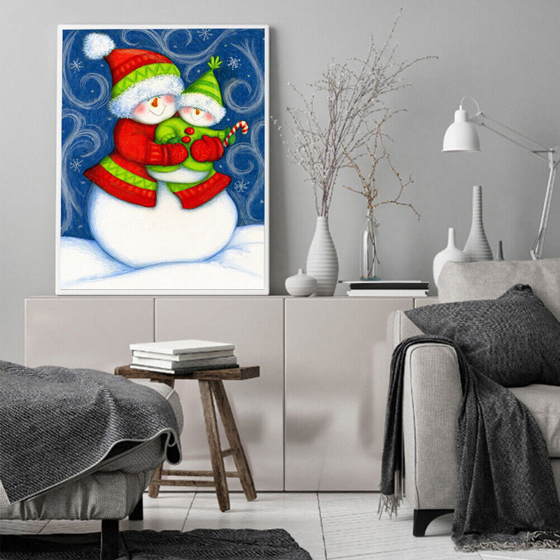 Snowman Oil Paint by Numbers Hand Painted Frameless Picture Home Wall Ornament