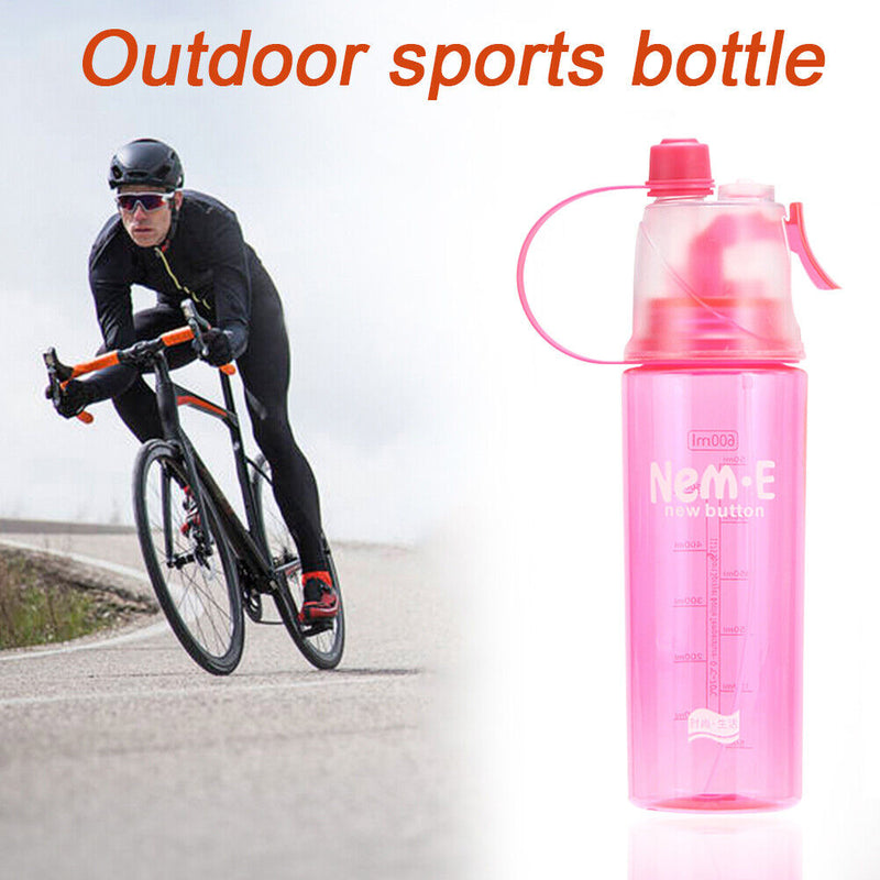 Plastic Spray Cool Summer Sport Water Bottle Portable Drink Kettle (Pink) Newly