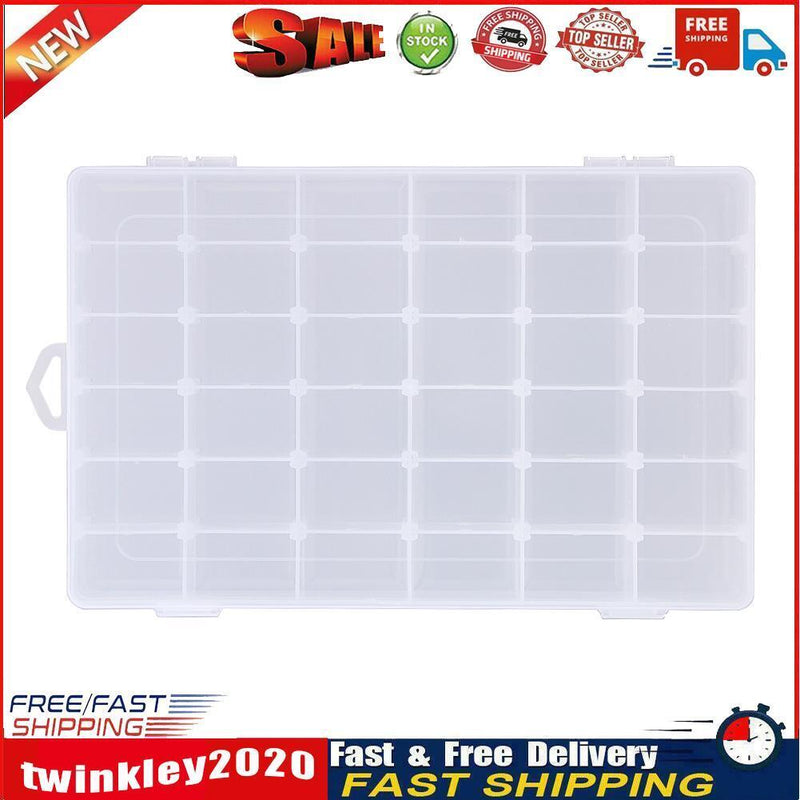 Adjustable 36 Compartment Plastic Storage Box Jewelry Earring Case?Clear? Newly