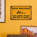 Dogs Welcome Rectangular Metal Plate Tin Painting Signs Cave Wall Art Poster