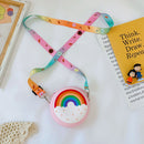 Cute Silicone Donut Round Crossbody Bag Kids Rainbow Handbags (Light Pink)