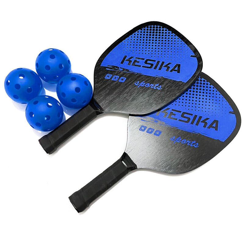 2pcs Pickle Paddles Rackets + 4 Balls Kit Lightweight Racquet for Indoor Outd
