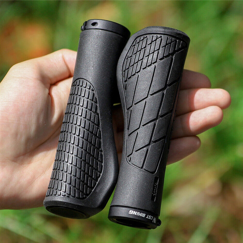 WEST BIKING Bicycle Handlebar Cover Rubber MTB Anti-slip Lock Grips (Black)