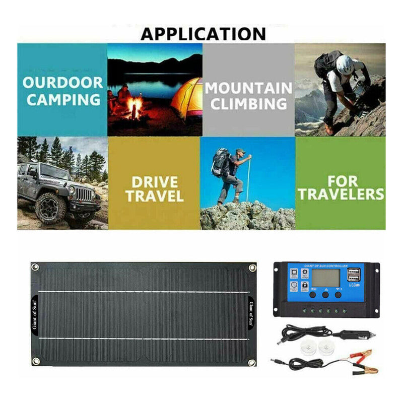 30W Solar Panel Kit 18V Battery 100A Charger Controller for Car RV Outdoor Newly