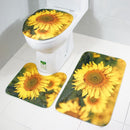 3pcs/set Bathroom Non-slip Rugs Bath Floor Toilet Cover Pads (Sunflower)