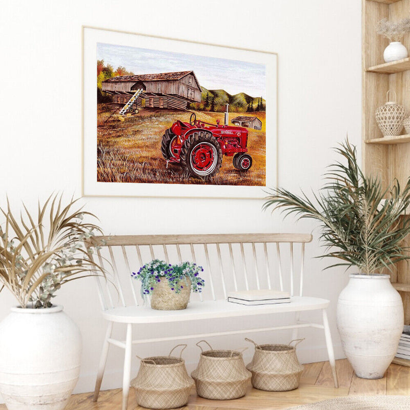 Frameless Oil Paint By Numbers Farm Car DIY Canvas Picture Craft for Home