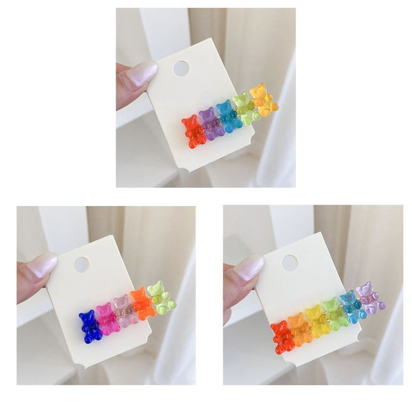 Women Gummy Headwear Jelly Bear Hairpin Colorful Hair Clip Candy Color Barrette