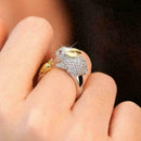 Women Girl Cute Rabbit Animal Crystals Adjusted Jewelry Rings B7D6 E3D1