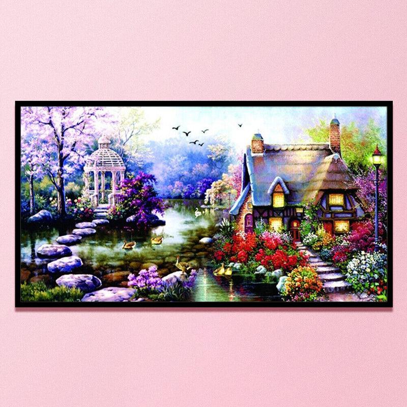 Full Cross Stitch 11CT DIY Garden Cottage Printed Embroidery Hanging Painting
