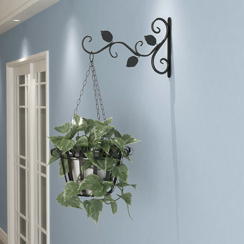 Wall Mounted Flower Pots Rack Hook Decorative Plant Bracket Hanger (Black) Newly