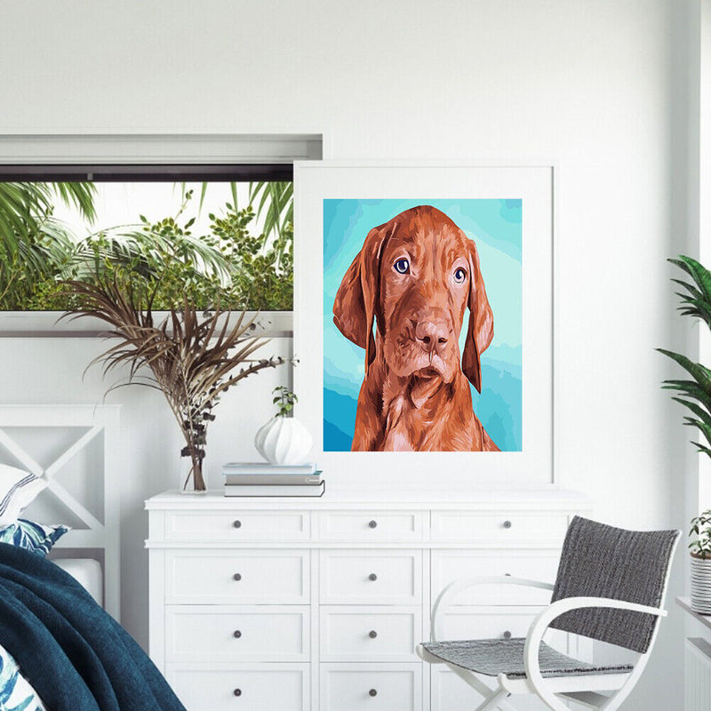 DIY Coded Acrylic Drawing Home Decor Dog Animal Pattern Oil Paint by Numbers