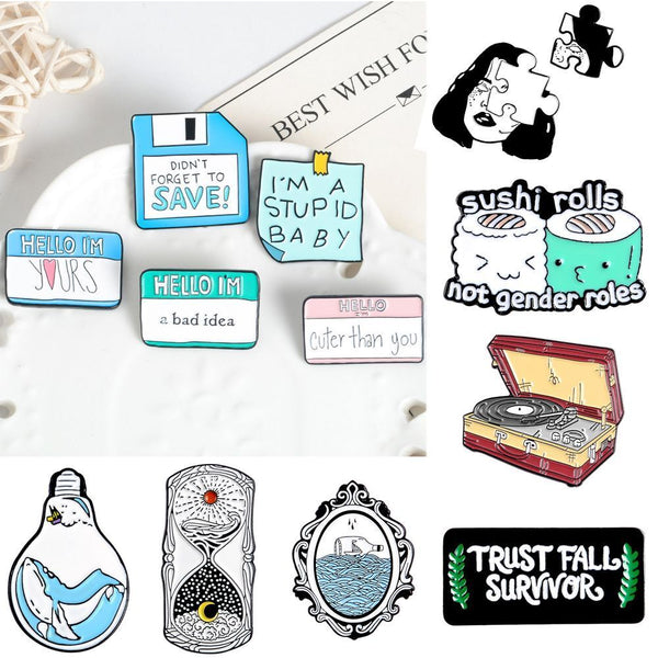 Whale Lapel Pin Corsage Collar Badge Enamel Cartoon Brooch "I Love You 3000"