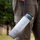 Plastic Water Bottle with Time Marker Sports Leakproof Drink Cup (Grey)