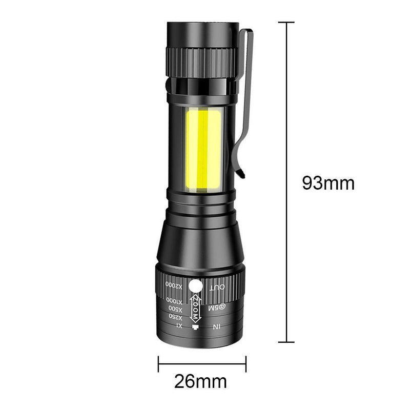 USB Rechargeable XPE COB LED Flashlight 3 Mode Work Light for Outdoor