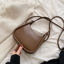 Ladies Designer Zipper Handbag Party Solid Color Crescent Shape Shoulder Bag