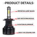 4 Sides COB LED Car Headlamp Fog Light Bulbs 6500K 8000LM 52W 9-32V Universal