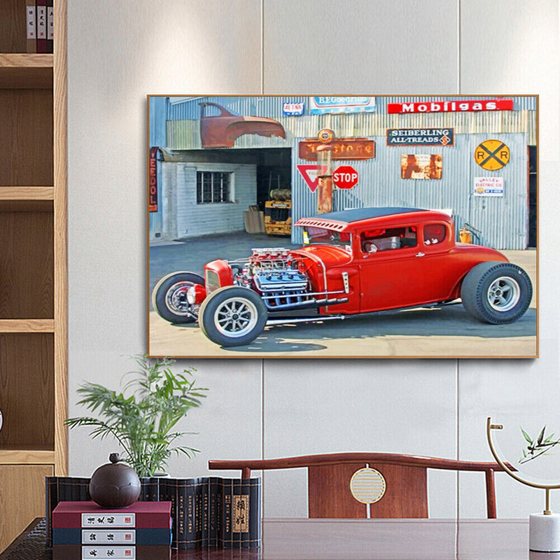 Painting By Numbers Kit Hand Painted DIY Car Artwork Canvas Oil Picture Craft