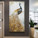 Golden Peacock Oil Paint By Numbers Kits Canvas Picture Wall Art DIY Craft Decor