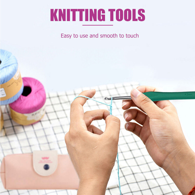 Sewing Knitting Crochet Tool Set with Soft Handle Hook Manual Crochet Tool Set