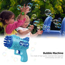 Bubble Guns Toys 12 Holes Electric Bubbles Machine for Kids Play (Blue)